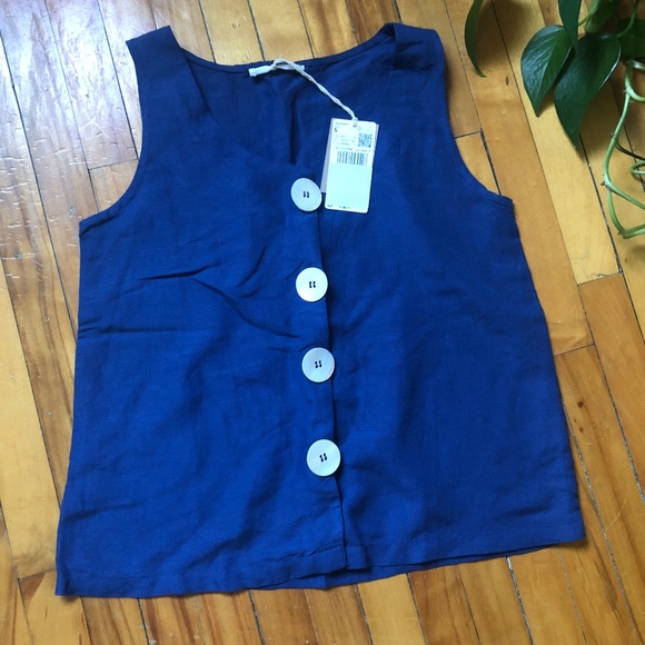 Dark Blue linen top - Picture 1 of 1